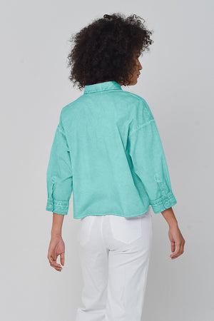 Crop Poplin Shirt Water - Shirts