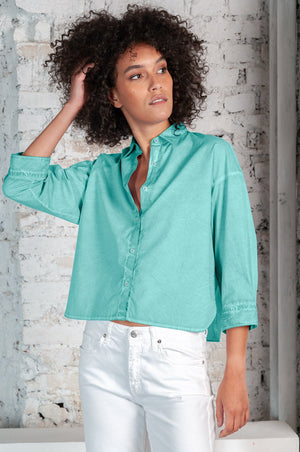 Crop Poplin Shirt Water - Shirts