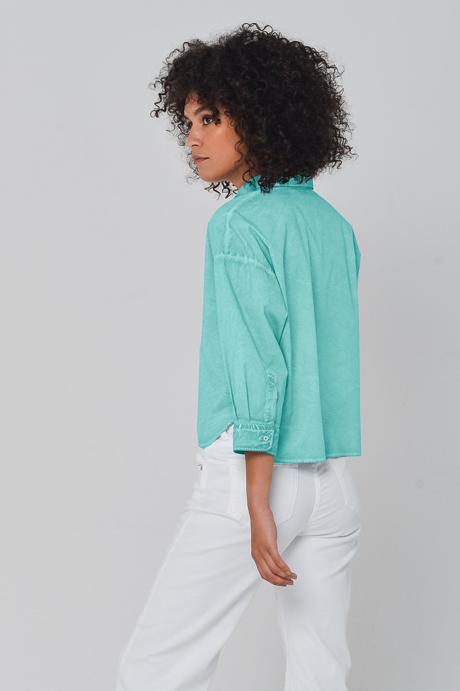 Crop Poplin Shirt Water - Shirts