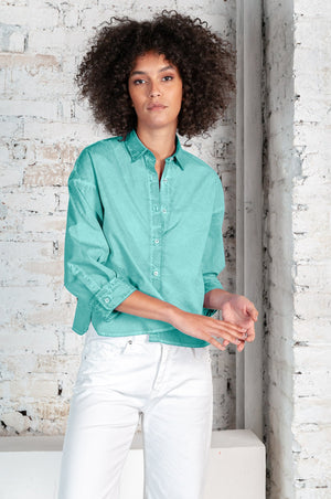 Crop Poplin Shirt Water - Shirts