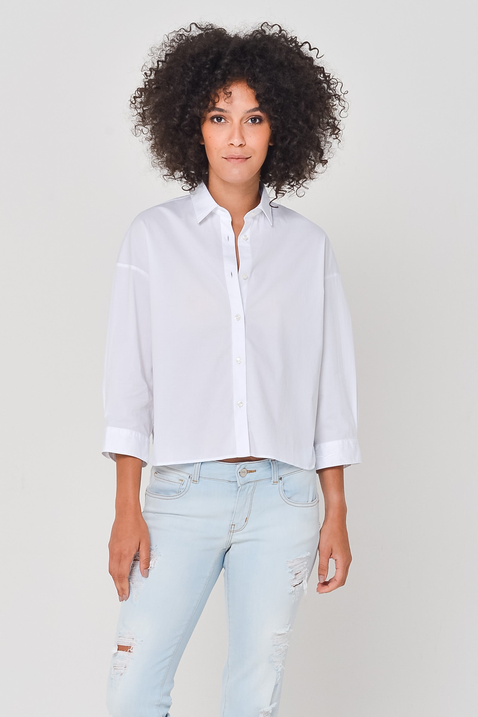 Crop Poplin Shirt White - Shirts