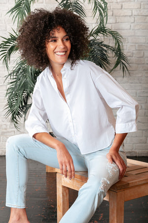 Crop Poplin Shirt White - Shirts