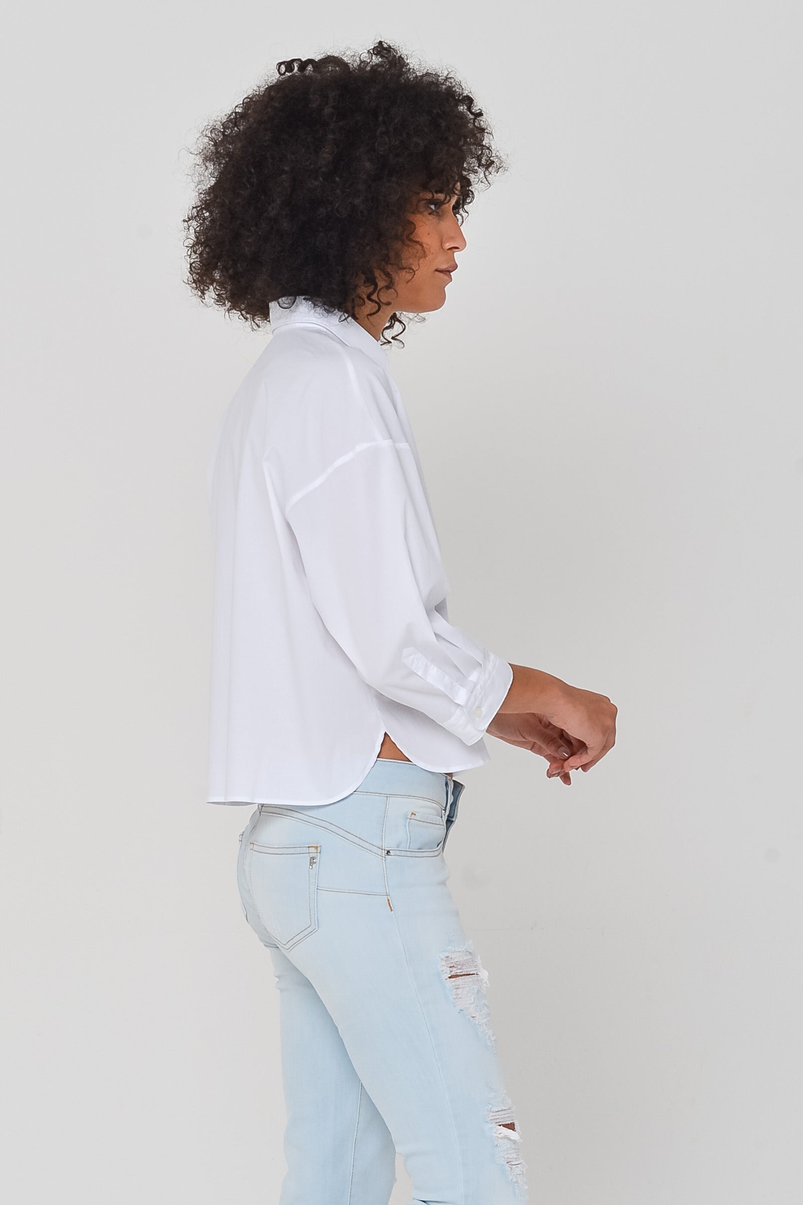 Crop Poplin Shirt White - Shirts