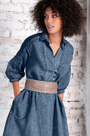 Day Off Linen Shirtdress in Jeans