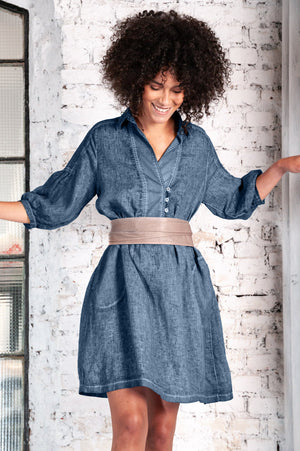 Day Off Linen Shirtdress in Jeans