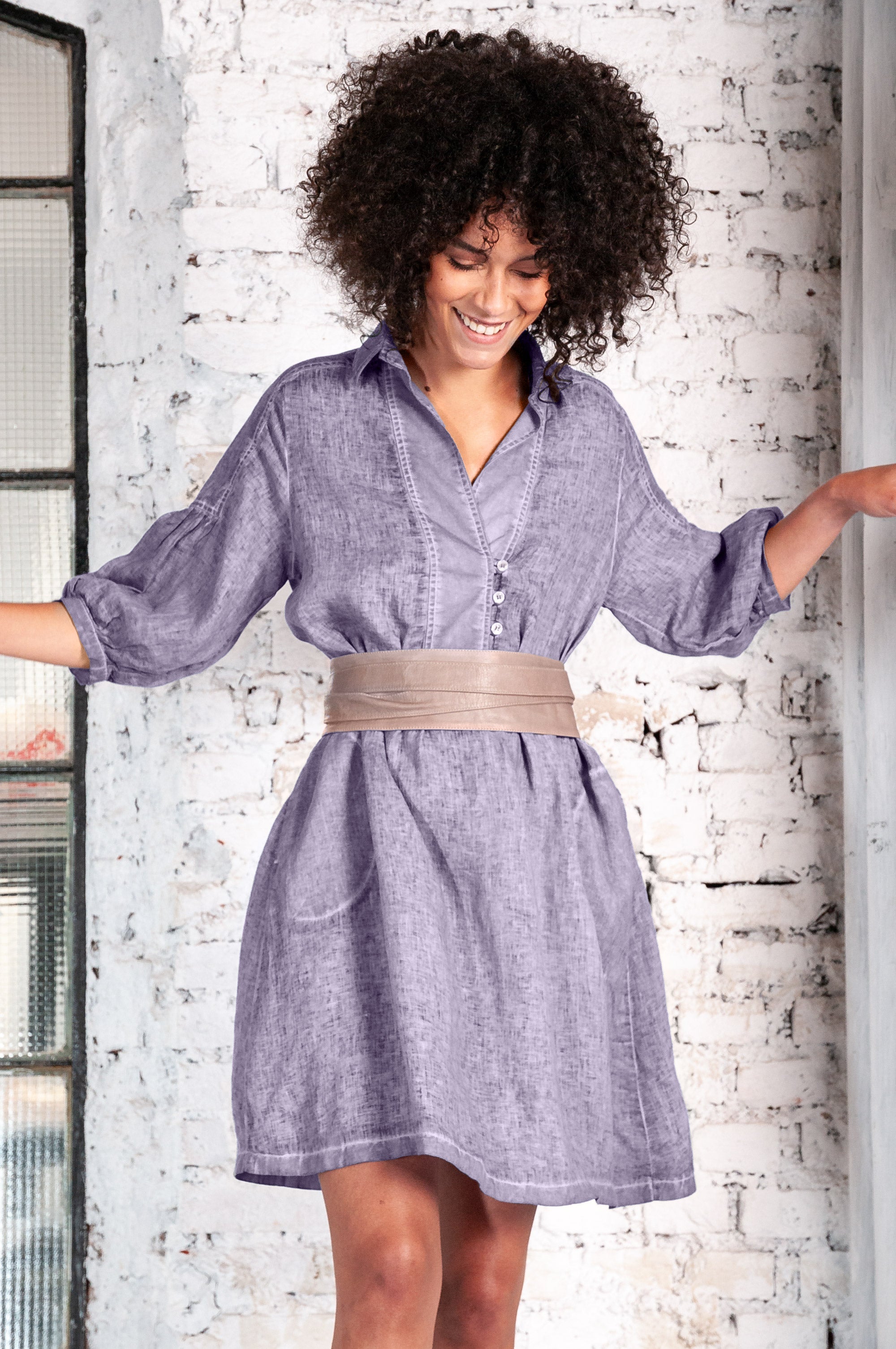 Day Off Linen Shirtdress in Mauve