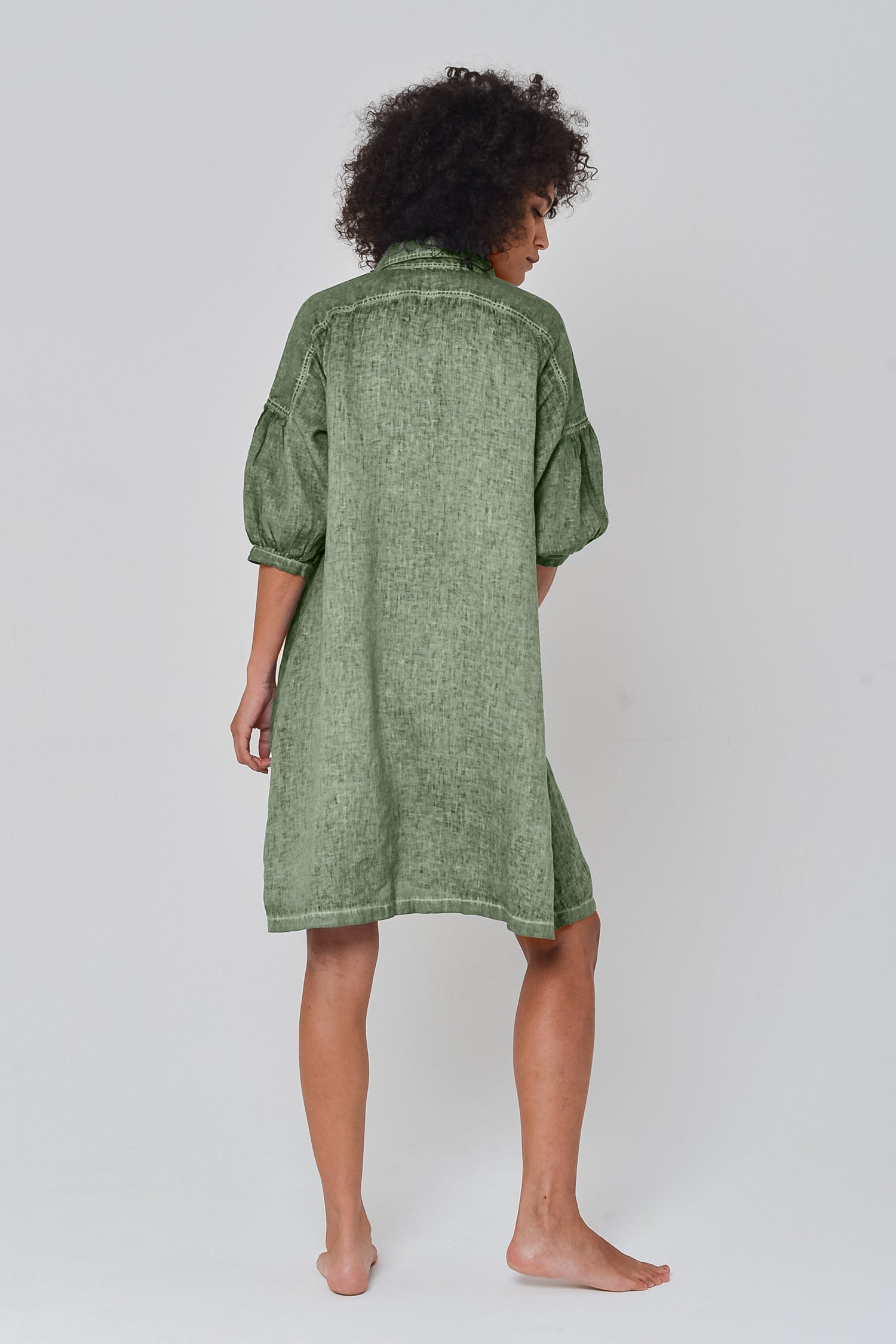 Day Off Linen Shirtdress in Palm