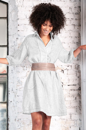 Day Off Linen Shirtdress in White