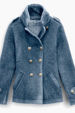Denim Blue Wool Peacoat - Coats