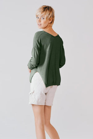 Doubel V-Neck Pull - Ginepro - Sweater