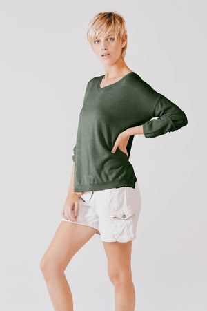 Doubel V-Neck Pull - Ginepro - Sweater