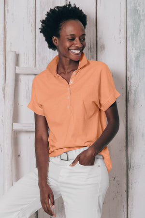 Drop Shoulder Polo Shirt - Albicocca - Polos