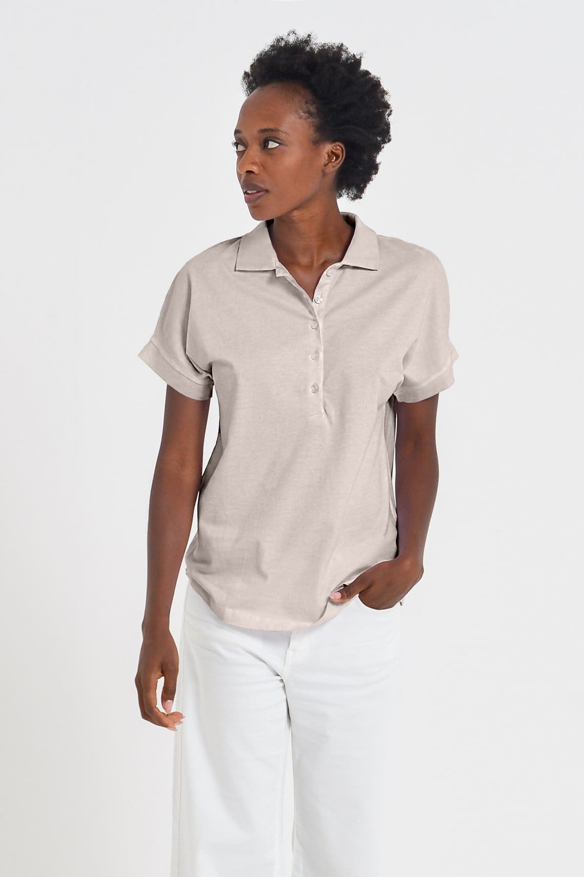 Drop Shoulder Polo Shirt - Canapa - Polos