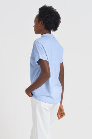 Drop Shoulder Polo Shirt - Cielo - Polos