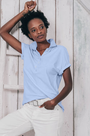 Drop Shoulder Polo Shirt - Cielo - Polos
