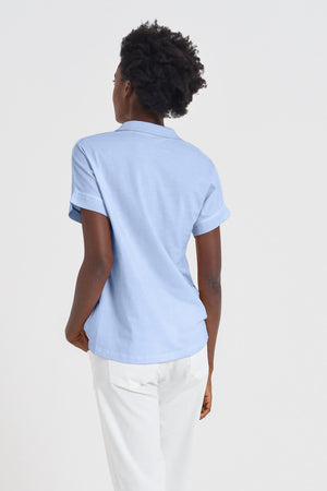 Drop Shoulder Polo Shirt - Cielo - Polos