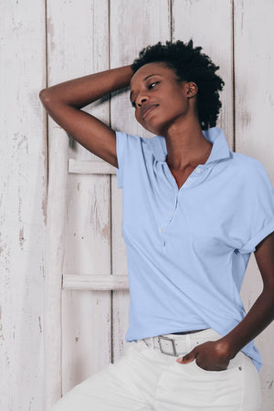 Drop Shoulder Polo Shirt - Cielo - Polos