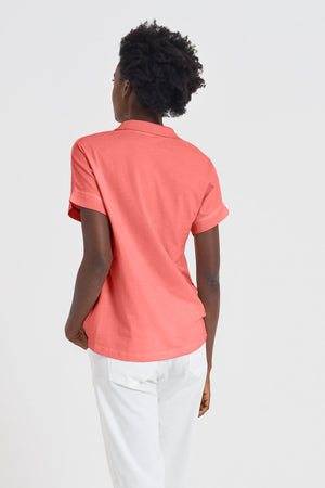 Drop Shoulder Polo Shirt - Hibiscus - Polos