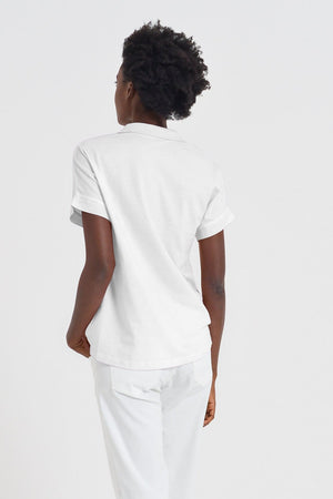 Drop Shoulder Polo Shirt - White - Polos