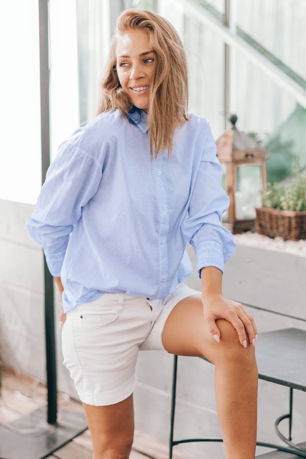 Drop Shoulder Voile Shirt - Santorini - Shirts