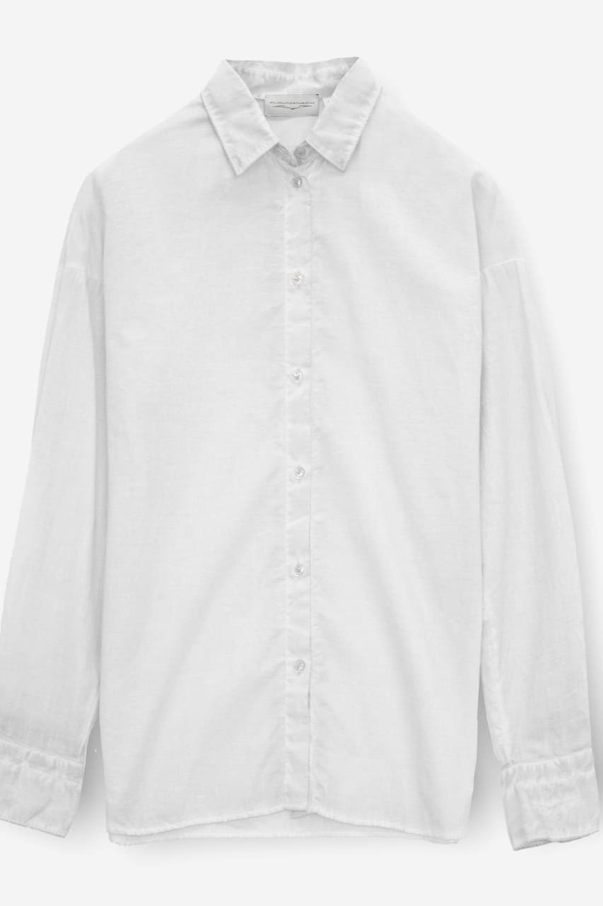 Drop Shoulder Voile Shirt - White - Shirts