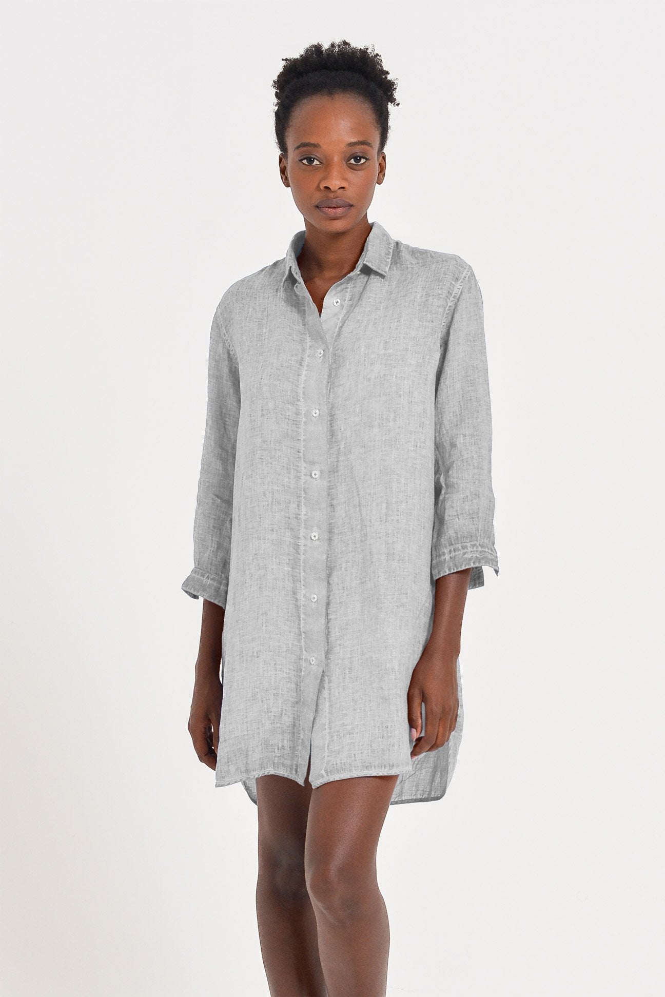 Effortless Linen Open Tunic - Marmo - Shirtdress