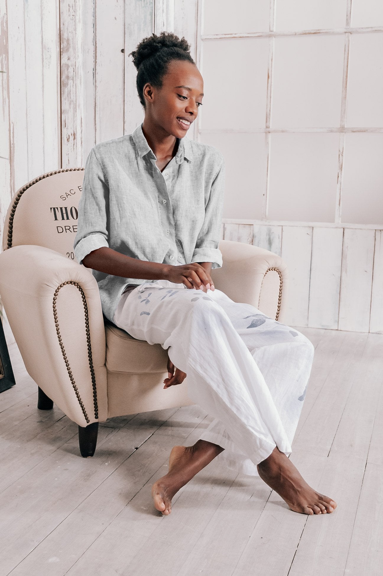 Effortless Linen Open Tunic - Marmo - Shirtdress