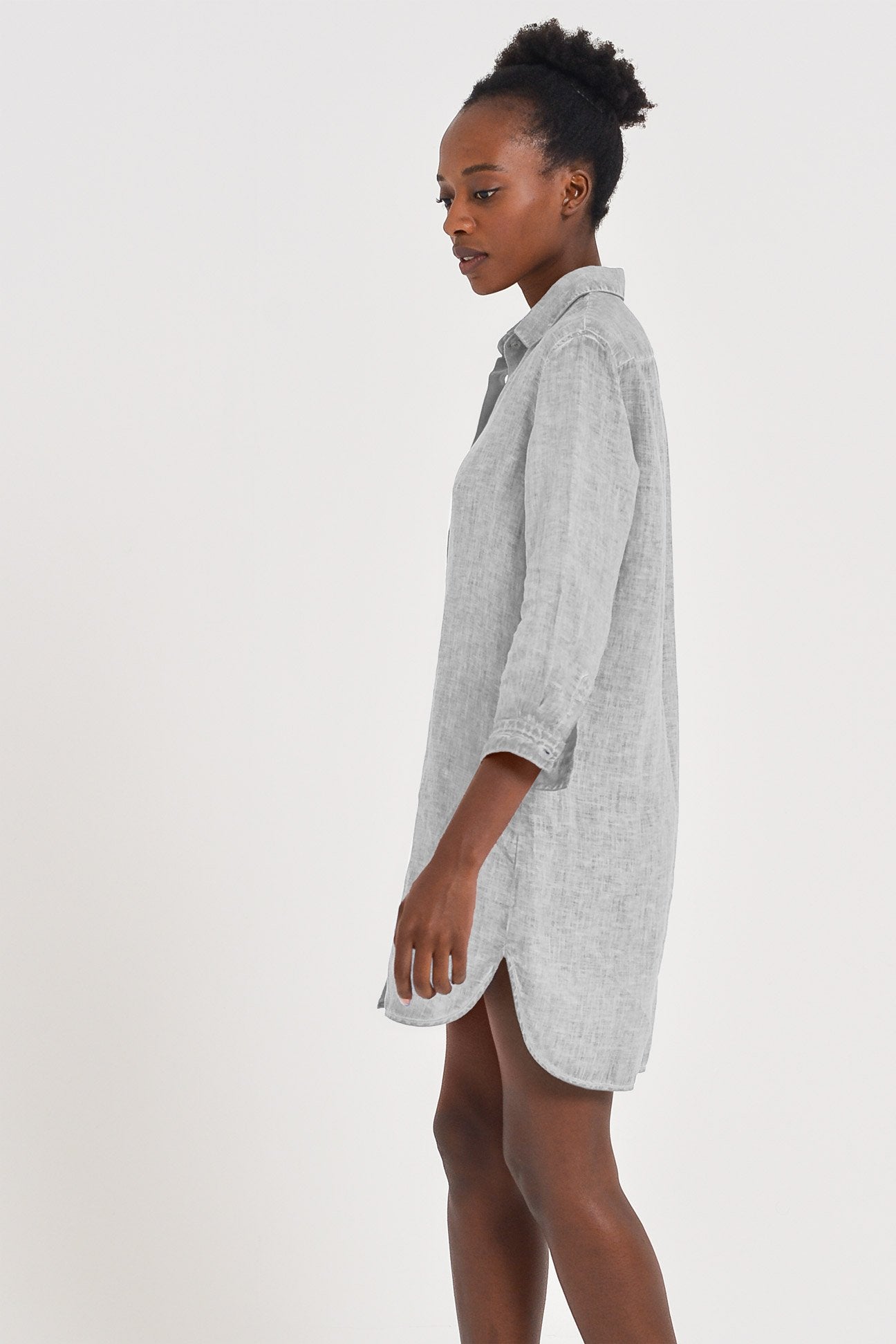 Effortless Linen Open Tunic - Marmo - Shirtdress