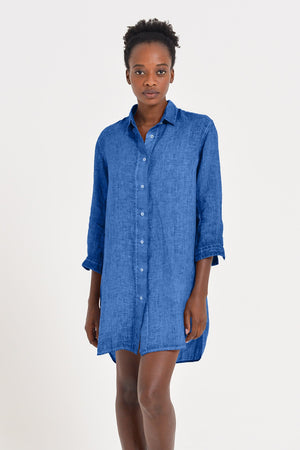 Effortless Linen Open Tunic - Oceano - Shirtdress
