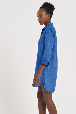 Effortless Linen Open Tunic - Oceano - Shirtdress