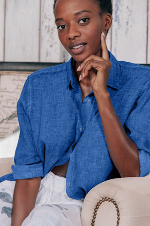 Effortless Linen Open Tunic - Oceano - Shirtdress