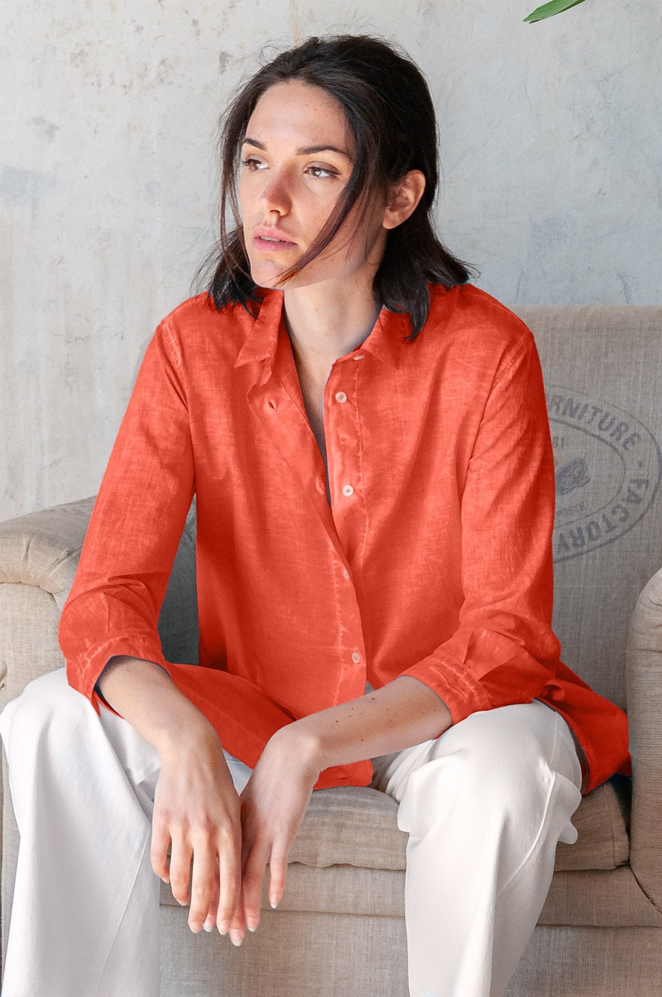Effortless Voile Open Tunic - Corallo - Shirtdress