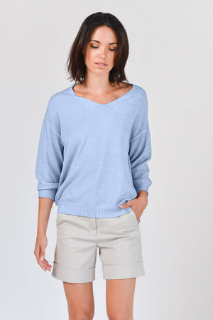 Egg Shaped Cotton Sweater - Cielo - Sweaters