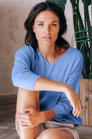 Egg Shaped Cotton Sweater - Santorini - Sweaters