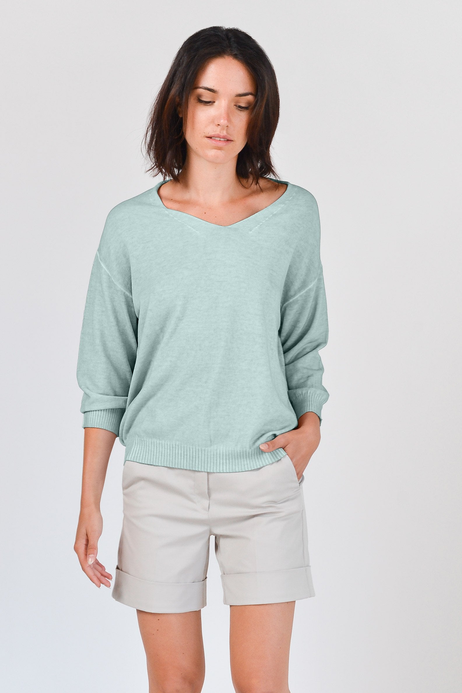 Egg Shaped Cotton Sweater - Tahiti - Sweaters