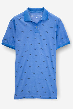 Fishbone Patterned Polo Shirt - Oceano - Polos