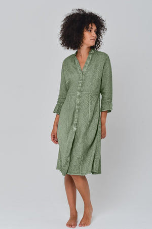 Fitted Shirtdress in Palm