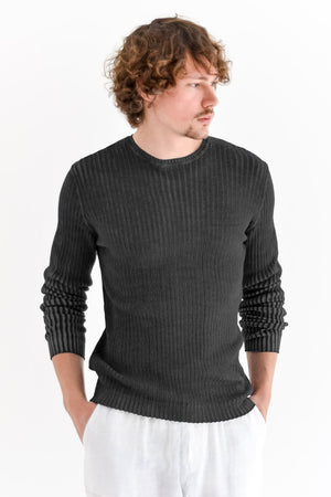 Flat Rib Cotton Sweater - Pietra - Sweaters