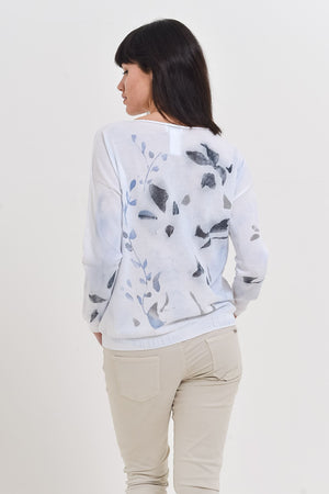 Flower Comfy Sweater - Blue Flowers - Sweaters
