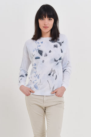 Flower Comfy Sweater - Blue Flowers - Sweaters