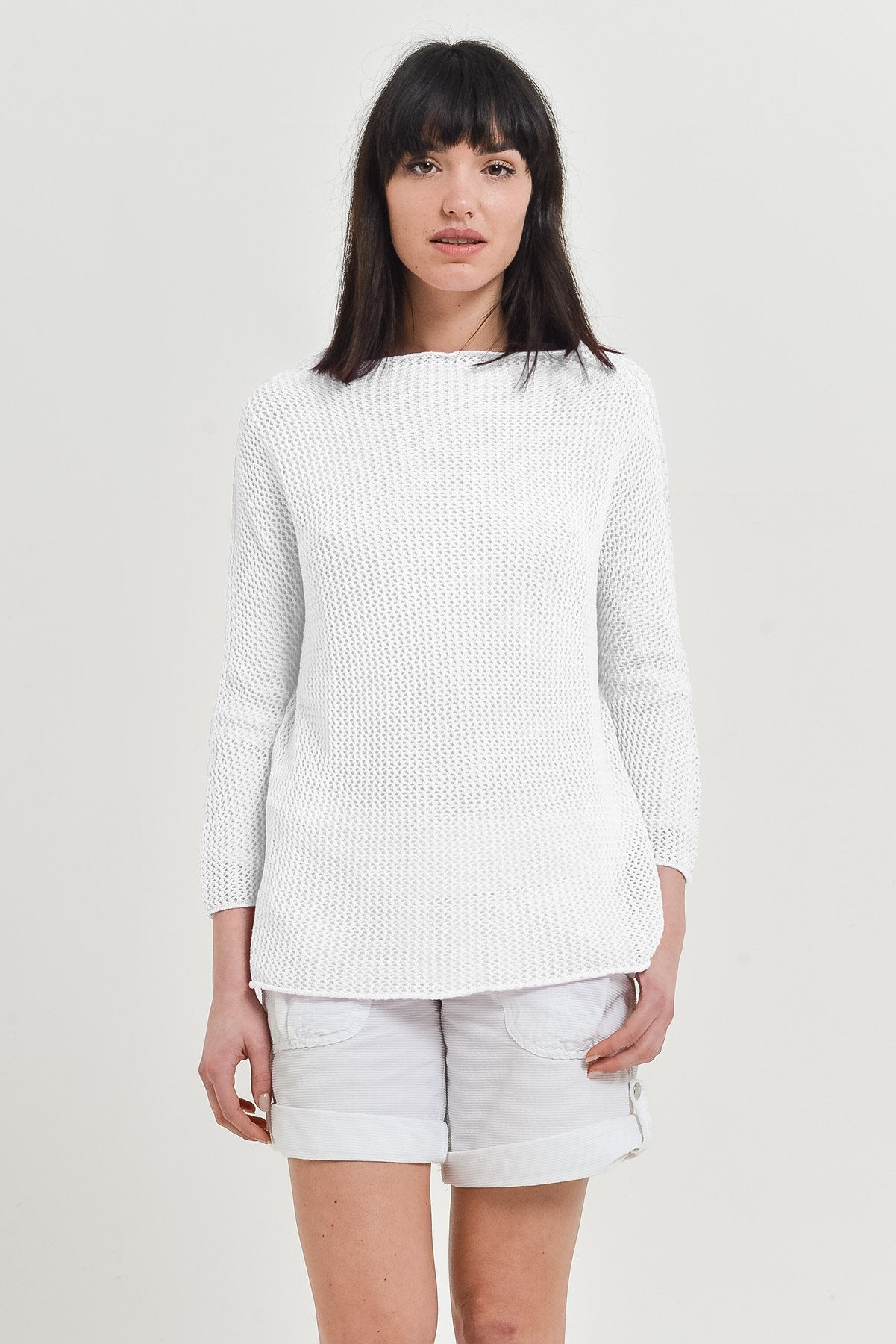 Fresh Cotton Openwork Jumper - Bianco - Sweaters