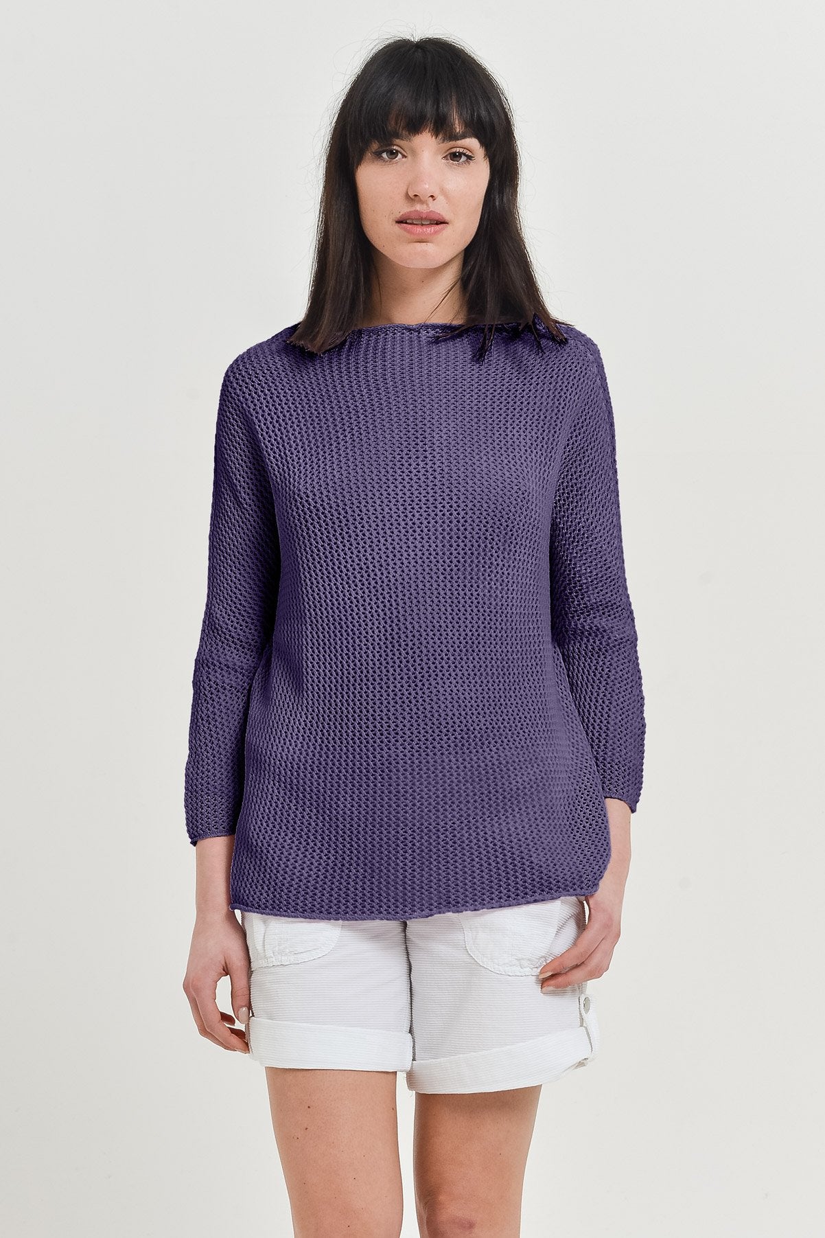 Fresh Cotton Openwork Jumper - Mirto - Sweaters