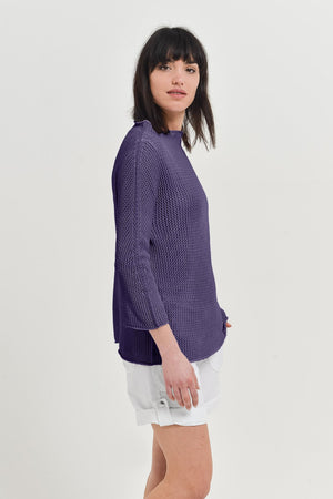 Fresh Cotton Openwork Jumper - Mirto - Sweaters