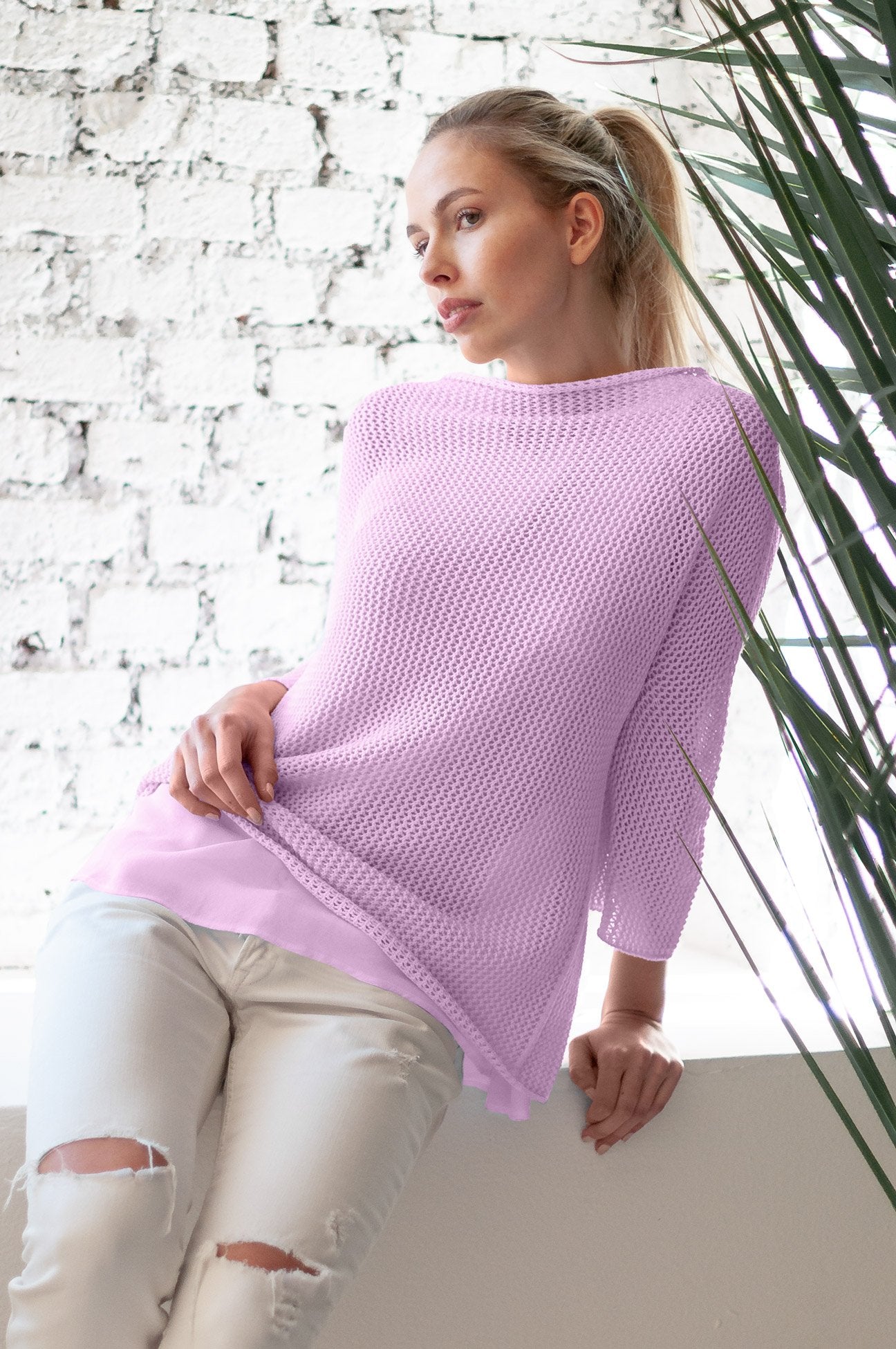 Fresh Cotton Openwork Jumper - Quarzo - Sweaters