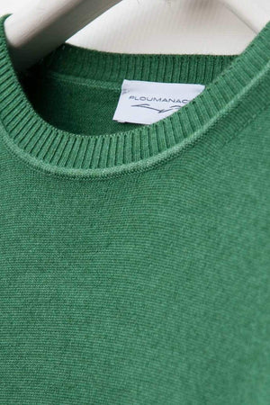 Light Crewneck Sweater in Irish Green Merino Extra-Fine Wool - Ploumanac'h