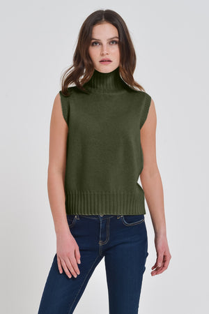 Grosebay Army - Sleeveless Turtleneck Sweater - Sweaters