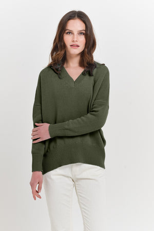 Laggan Army - Cashmere Merino V-Neck Sweater - Sweaters
