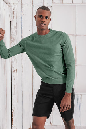 Lightweight Cotton Crew Neck Sweater - Ginepro - Sweaters