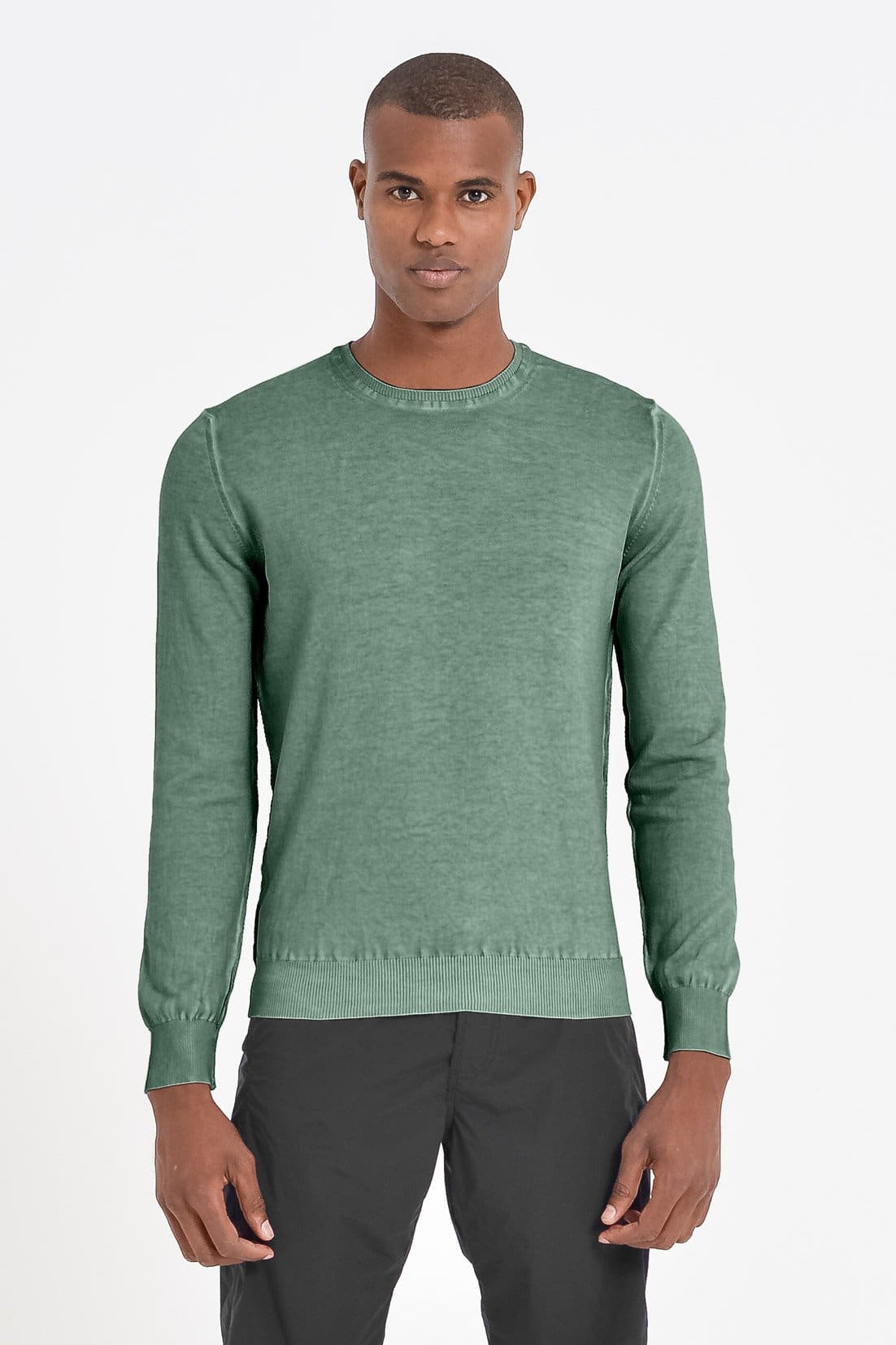 Lightweight Cotton Crew Neck Sweater - Ginepro - Sweaters