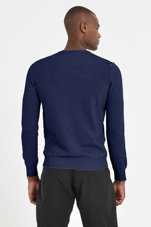 Lightweight Cotton Crew Neck Sweater - Navy - Sweaters